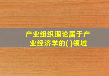 产业组织理论属于产业经济学的( )领域